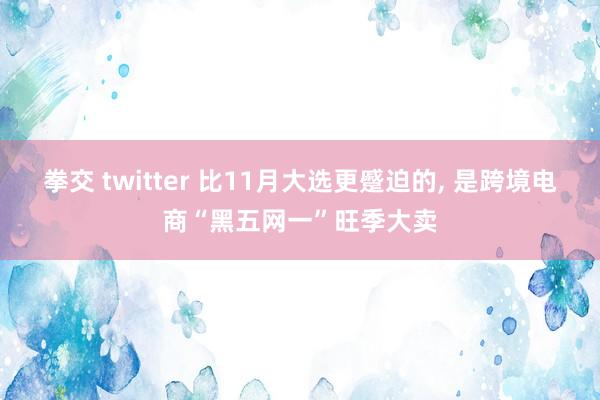 拳交 twitter 比11月大选更蹙迫的， 是跨境电商“黑五网一”旺季大卖