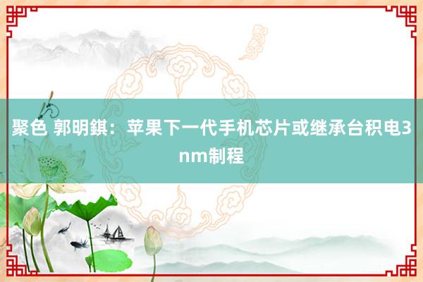 聚色 郭明錤：苹果下一代手机芯片或继承台积电3nm制程