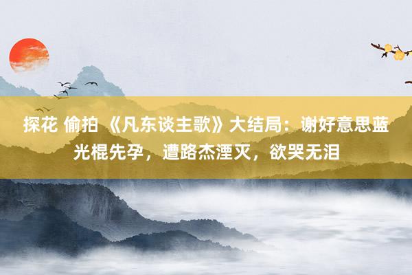 探花 偷拍 《凡东谈主歌》大结局：谢好意思蓝光棍先孕，遭路杰湮灭，欲哭无泪