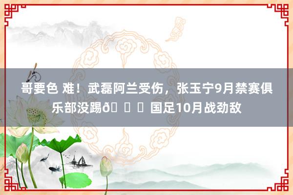 哥要色 难！武磊阿兰受伤，张玉宁9月禁赛俱乐部没踢😟国足10月战劲敌