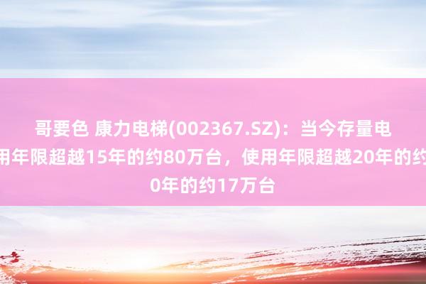 哥要色 康力电梯(002367.SZ)：当今存量电梯中使用年限超越15年的约80万台，使用年限超越20年的约17万台