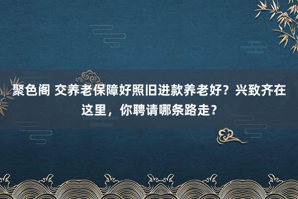 聚色阁 交养老保障好照旧进款养老好？兴致齐在这里，你聘请哪条路走？