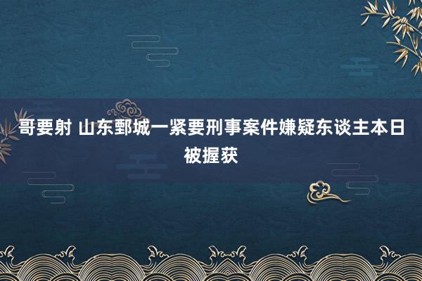 哥要射 山东鄄城一紧要刑事案件嫌疑东谈主本日被握获