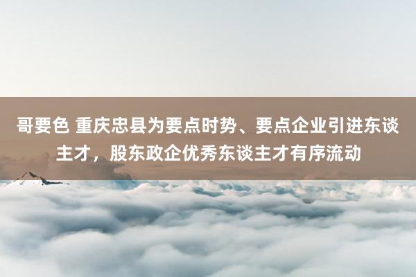 哥要色 重庆忠县为要点时势、要点企业引进东谈主才，股东政企优秀东谈主才有序流动