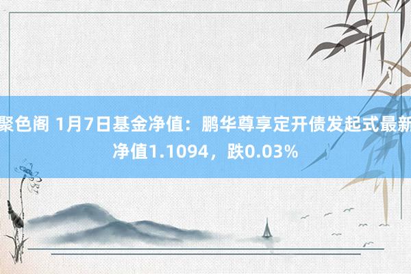 聚色阁 1月7日基金净值：鹏华尊享定开债发起式最新净值1.1094，跌0.03%